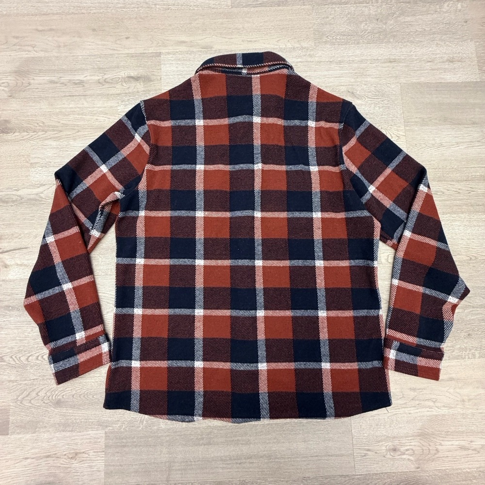 7Diamonds Generation Soft Flannel Shirt Mens L Rust Navy Plaid Stretch Button Up - Picture 4 of 10